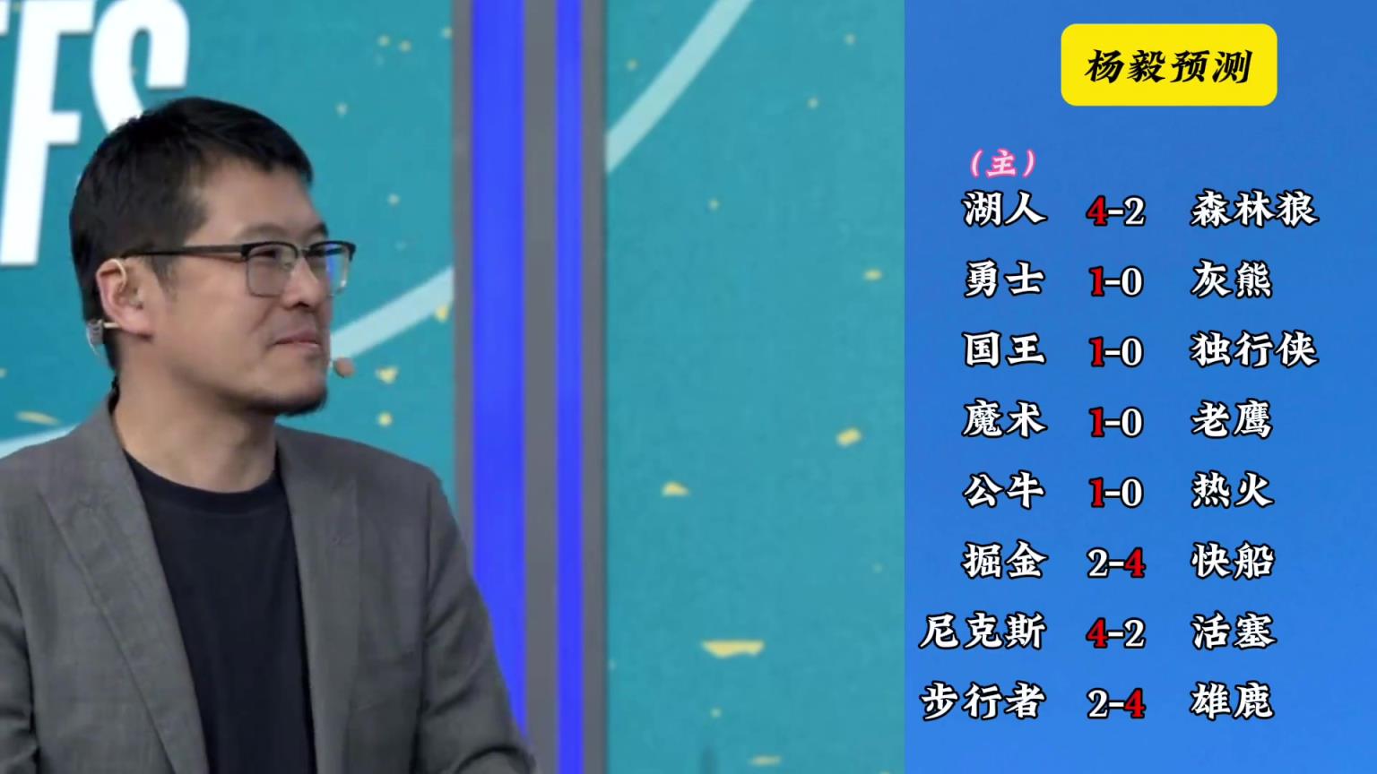 明燈來(lái)了！看看楊毅的季后賽預(yù)測(cè)：湖人4-2狼 快船4-2掘金